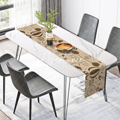 Aperturee - Aperturee Beige Comics Style Circus Valentines Day Table Runner