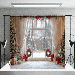 Aperturee - Aperturee Beige Floor Curtain Christmas Vibe Room Set Backdrop