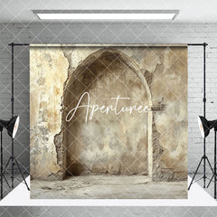 Aperturee - Aperturee Beige Retro Shabby Stone Arch Photo Room Set Backdrop