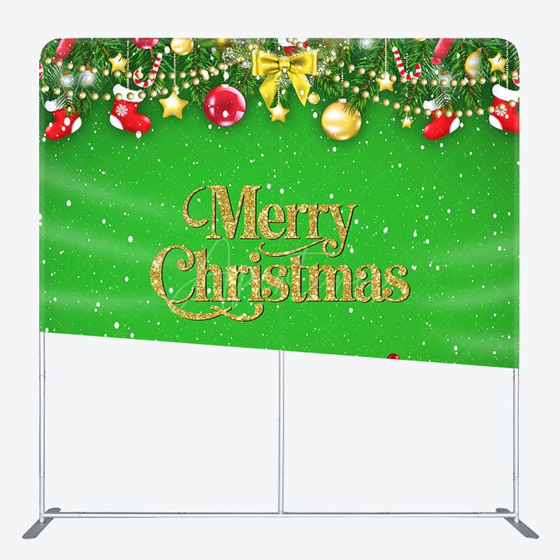 Aperturee - Aperturee Bell Snow Leaves Green Gold Pillow Cover Backdrop