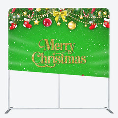 Aperturee - Aperturee Bell Snow Leaves Green Gold Pillow Cover Backdrop