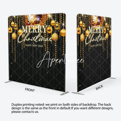 Aperturee - Aperturee Bells Black Merry Christmas Happy New Year Backdrop