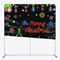 Aperturee - Aperturee Bells Trees Snowflake Neon Xmas Pillow Case Backdrop