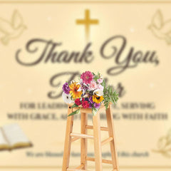 Aperturee - Aperturee Bible Peace Dove Cross Thank You Pastor Backdrop