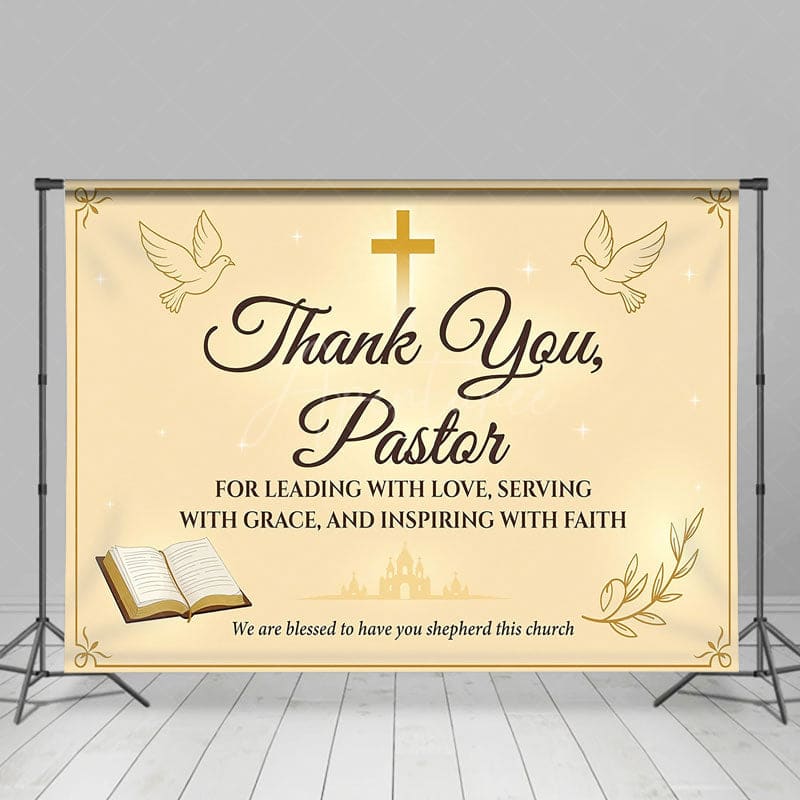 Aperturee - Aperturee Bible Peace Dove Cross Thank You Pastor Backdrop