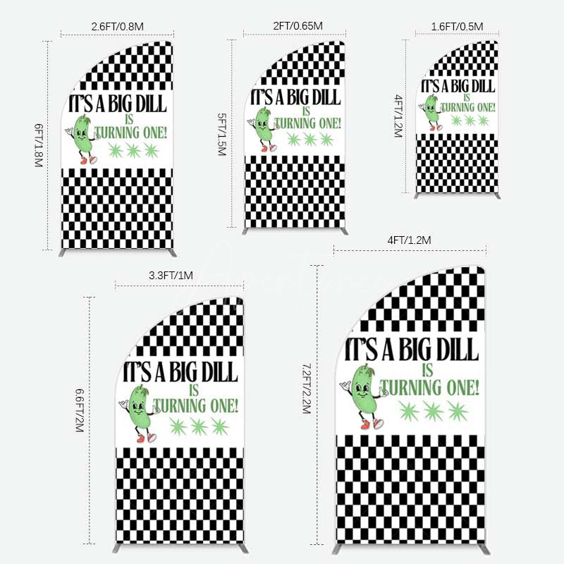 Aperturee Aperturee Big Dili Turning One Plaid Birthday Half Moon Arch Backdrop