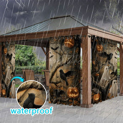 Aperturee - Aperturee Bird Pumpkins Waterproof Printed Outdoor Curtains
