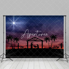 Aperturee - Aperturee Birth Of Jesus Silhouette Christmas Night Backdrop