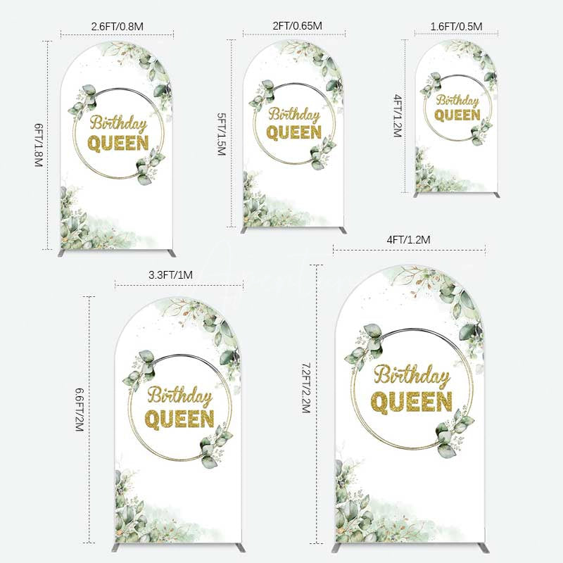Aperturee Aperturee Birthday Queen Greenery Leaves Arch Backdrop
