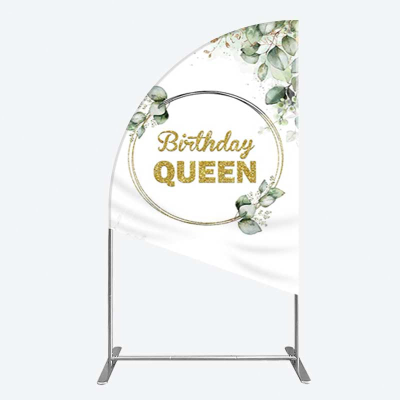 Aperturee Aperturee Birthday Queen Greenery Leaves Half Moon Arch Backdrop