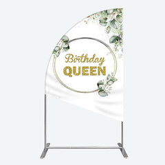 Aperturee Aperturee Birthday Queen Greenery Leaves Half Moon Arch Backdrop