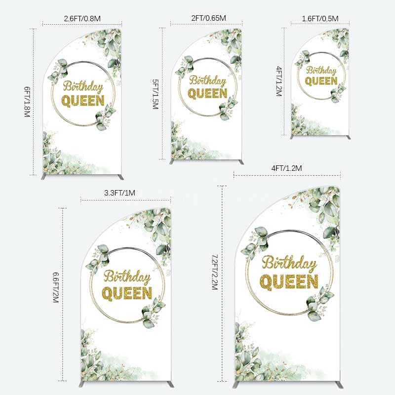 Aperturee Aperturee Birthday Queen Greenery Leaves Half Moon Arch Backdrop