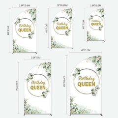 Aperturee Aperturee Birthday Queen Greenery Leaves Half Moon Arch Backdrop