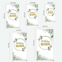 Aperturee Aperturee Birthday Queen Greenery Leaves Rectangle Backdrop