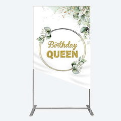 Aperturee Aperturee Birthday Queen Greenery Leaves Rectangle Backdrop
