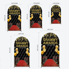 Aperturee - Aperturee Black and Gold Glitter Awards Night Arch Backdrop Kit Elegant Red Carpet Viewing Party Decor