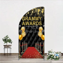 Aperturee - Aperturee Black and Gold Glitter Awards Night Half Moon Arch Backdrop Kit Elegant Red Carpet Viewing Party Decor