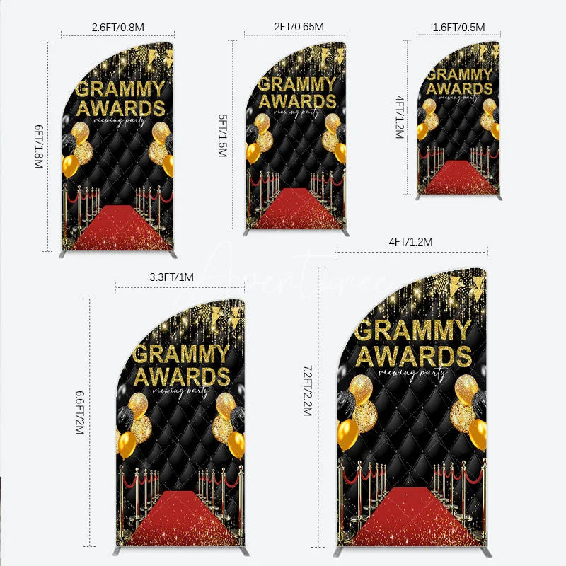 Aperturee - Aperturee Black and Gold Glitter Awards Night Half Moon Arch Backdrop Kit Elegant Red Carpet Viewing Party Decor