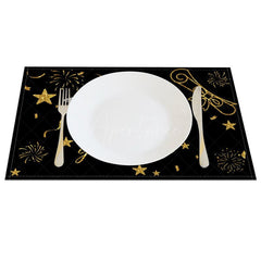 Aperturee - Aperturee Black And Gold Glitter Graduate Set of 4 Placemats