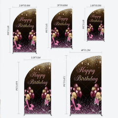 Aperturee - Aperturee Black and Gold Glitter Half Moon Arch Backdrop High Heels Champagne Birthday Party Decor Pink Balloon Theme