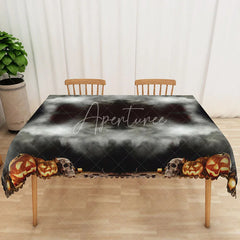 Aperturee - Aperturee Black and Gray Abstract Rectangle Tablecloth with Flame and Fog Pattern for Moody and Modern Decor