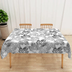 Aperturee - Aperturee Black and Grey Maple Leaf Rectangle Tablecloth for Modern and Moody Fall or Halloween Decorations
