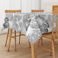 Aperturee - Aperturee Black and Grey Maple Leaf Rectangle Tablecloth for Modern and Moody Fall or Halloween Decorations