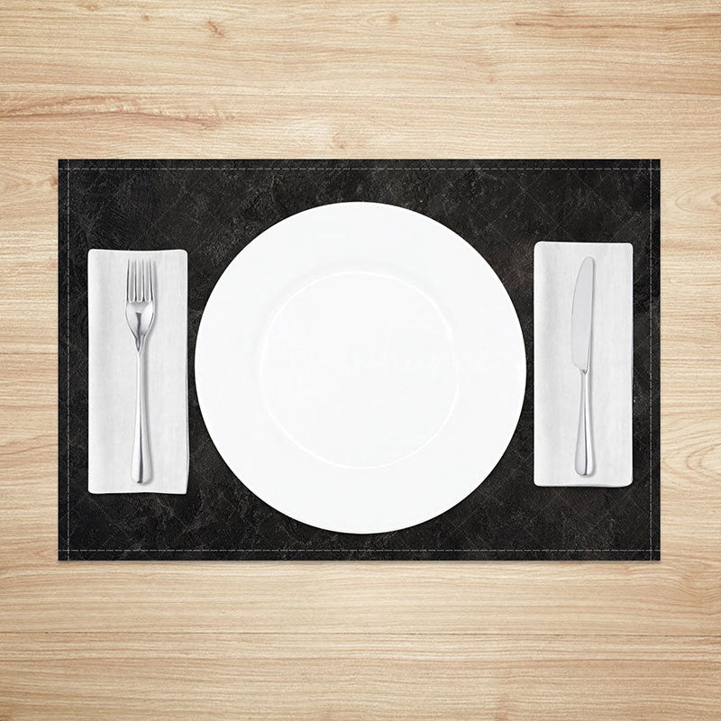 Aperturee - Aperturee Black and Grey Marble Placemats Set of 4 Dark Stone Texture for Modern and Luxury Dining Table