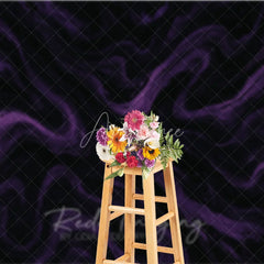 Aperturee - Aperturee Black and Purple Abstract Swirling Photography Backdrop Elegant Marble Texture for Dramatic Portrait Photo Shoots