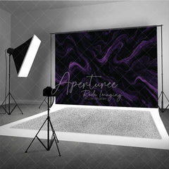 Aperturee - Aperturee Black and Purple Abstract Swirling Photography Backdrop Elegant Marble Texture for Dramatic Portrait Photo Shoots