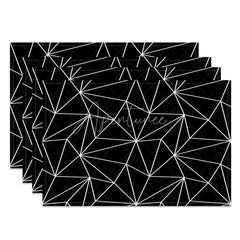 Aperturee - Aperturee Black and White Abstract Geometric Set of 4 Placemats for Modern Minimalist and Contemporary Decor