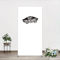Aperturee - Aperturee Black and White Baby On Board Car Emblem Rectangle Arch Backdrop for Baby Shower Party Decor