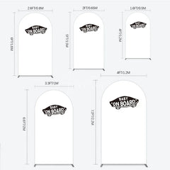 Aperturee - Aperturee Black and White Baby On Board Car Shape Round Top Arch Backdrop for Baby Shower and New Baby Celebration Decor