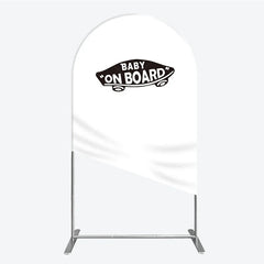 Aperturee - Aperturee Black and White Baby On Board Car Shape Round Top Arch Backdrop for Baby Shower and New Baby Celebration Decor