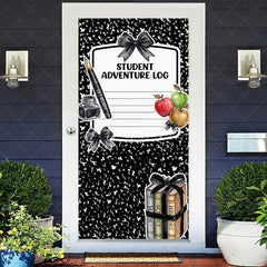 Aperturee - Aperturee Black and White Composition Notebook Student Adventure Log Door Cover School Books and Apples for Back to School