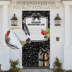 Aperturee - Aperturee Black and White Composition Notebook Student Adventure Log Door Cover School Books and Apples for Back to School