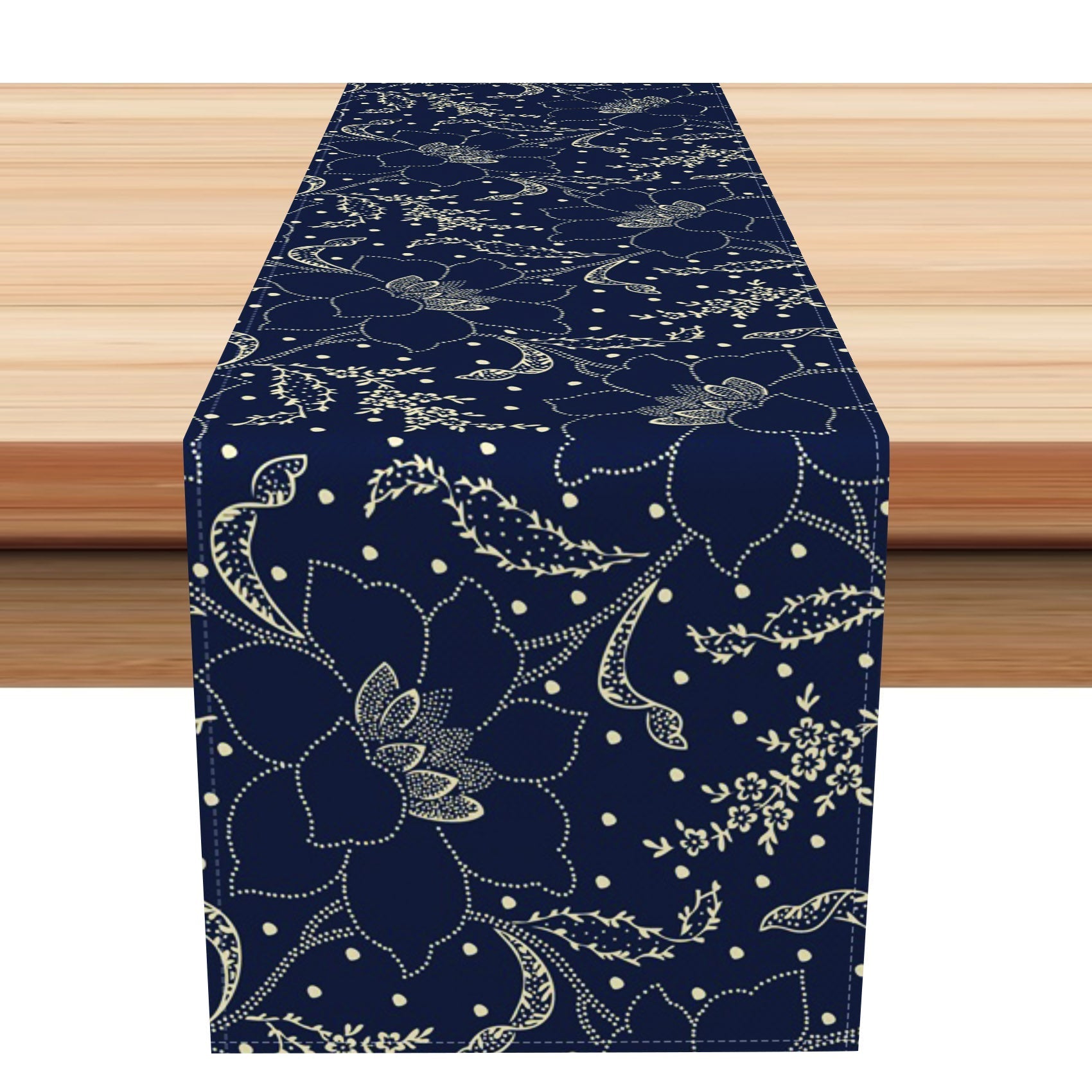 Aperturee - Aperturee Black And White Poinsettia Flower Art Table Runner