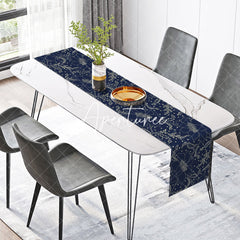 Aperturee - Aperturee Black And White Poinsettia Flower Art Table Runner