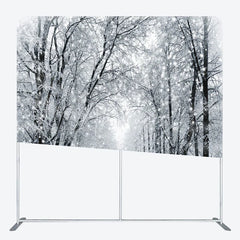 Aperturee - Aperturee Black and White Winter Forest Double-Sided Tension Fabric Backdrop Snowy Trees Path Holiday Photo Booth