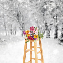 Aperturee - Aperturee Black and White Winter Forest Photography Backdrop Snowy Path Through the Trees Moody Holiday Photo Background