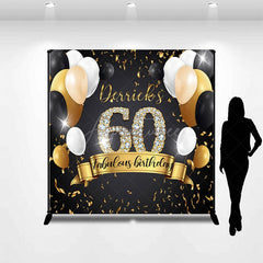 Aperturee - Aperturee Black Balloon Custom Name 60 Fabulous Birthday Backdrop