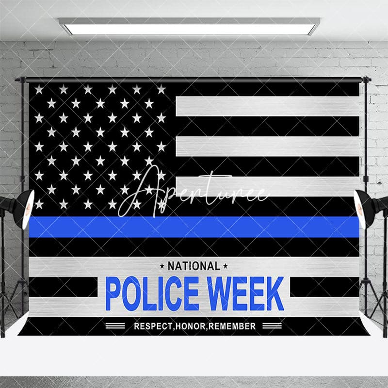 Aperturee - Aperturee Black Blue Usa Flag National Police Week Backdrop