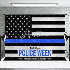 Aperturee - Aperturee Black Blue Usa Flag National Police Week Backdrop
