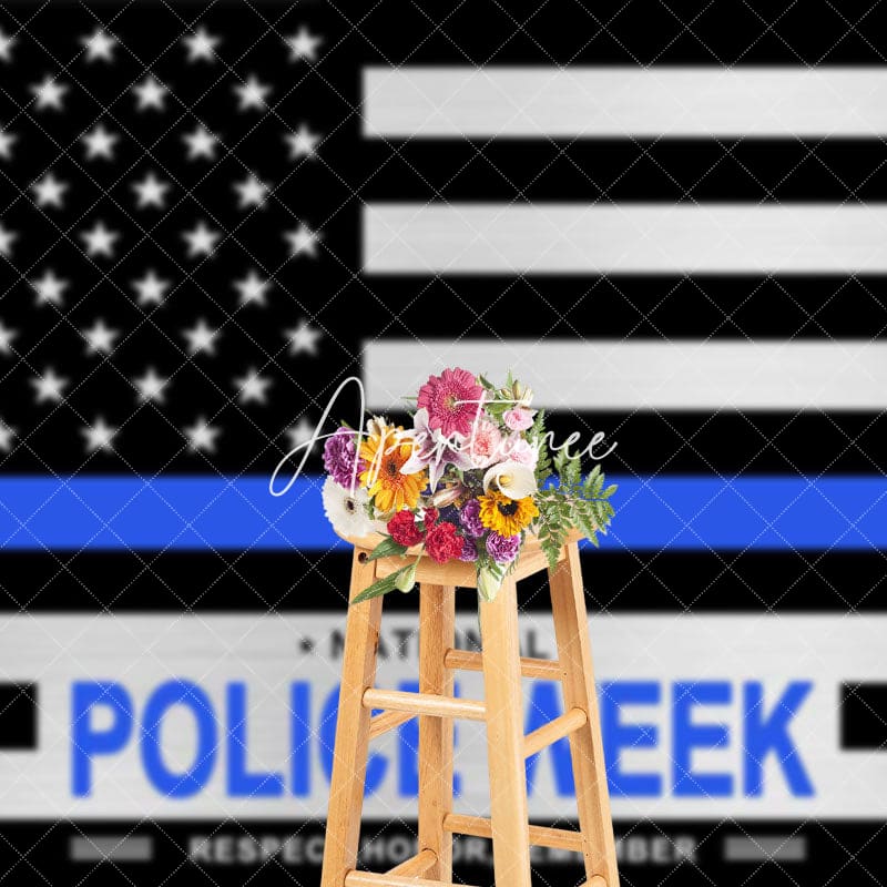 Aperturee - Aperturee Black Blue Usa Flag National Police Week Backdrop
