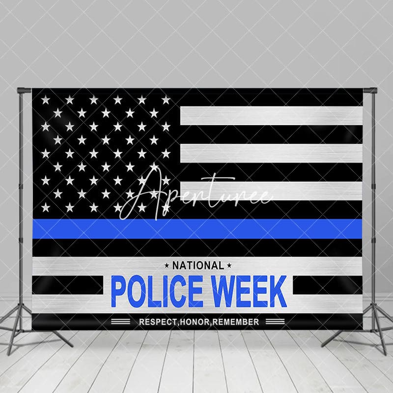 Aperturee - Aperturee Black Blue Usa Flag National Police Week Backdrop