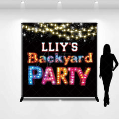 Aperturee - Aperturee Black Bokeh Lights Backyard Party Custom Backdrop