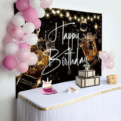 Aperturee - Aperturee Black Bokeh Vibe Lights Cheers To Birthday Backdrop