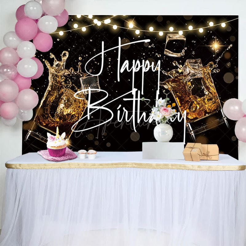 Aperturee - Aperturee Black Bokeh Vibe Lights Cheers To Birthday Backdrop