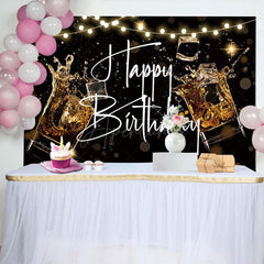 Aperturee - Aperturee Black Bokeh Vibe Lights Cheers To Birthday Backdrop