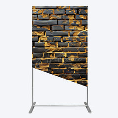 Aperturee - Aperturee Black Bricks Wall Golden Engraved Rectangle Backdrop